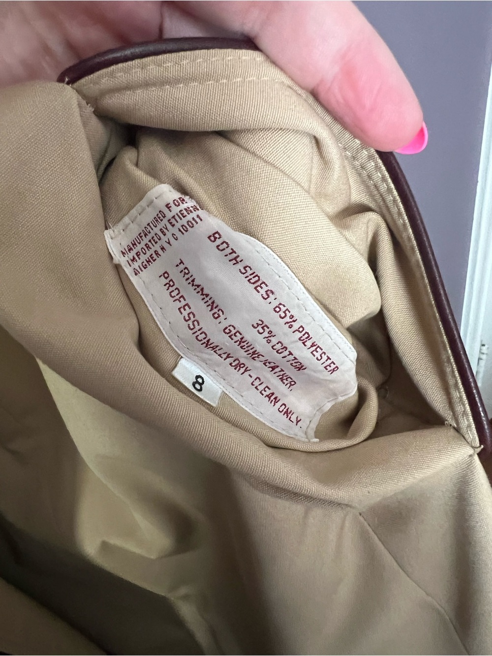 VINTAGE- Etienne Aigner Beige & Burgundy Reversible Trench Coat - Picture 6 of 6